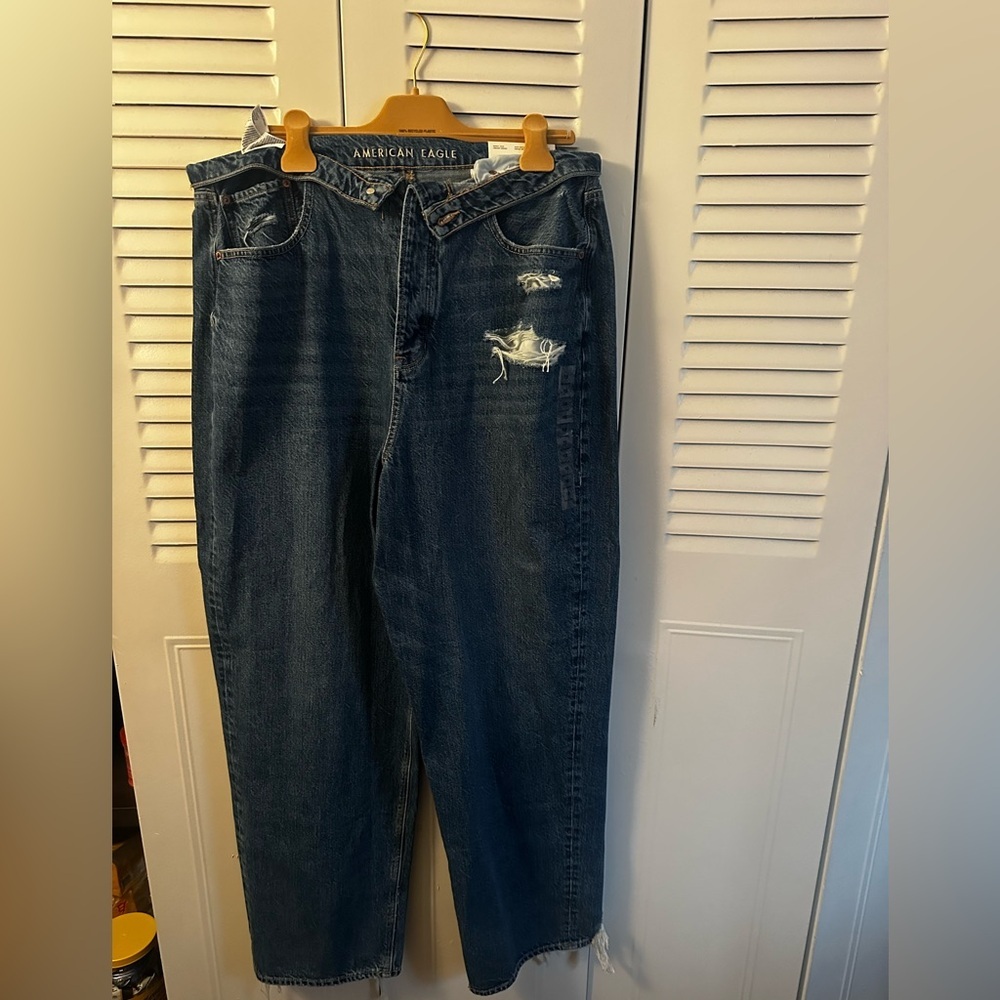 American Eagle Outfitters Blue Flare Wide Leg Jeans